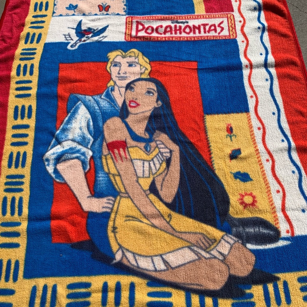 Rare Vintage Disney Pocahontas & John Smith Blanket Twin Size